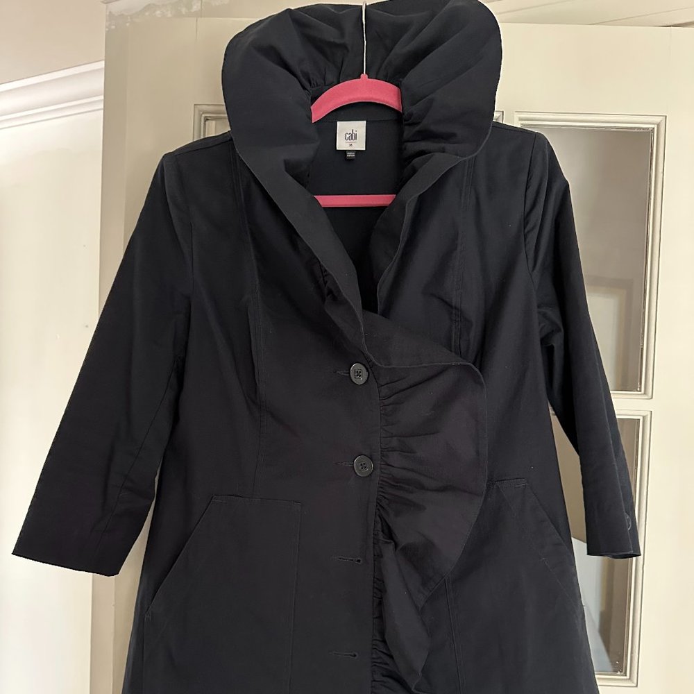 CAbi Pose Ruffle Collar Jacket in Navy Size M